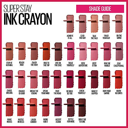 Maybelline Super Stay Ink Crayon Lipstick  Precision Tip Matte Lip Crayon With Built-In Sharpener  Longwear Up To 8Hrs  Accept A Dare  Wine Pink  0.04 Oz (Pack Of 4)