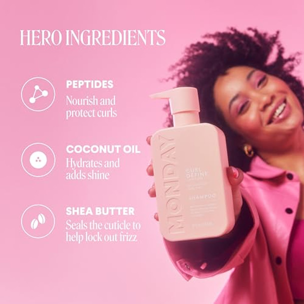Monday Haircare Curl Define Shampoo + Conditioner Set (2 Pack) 12Oz Each  Nourishing Curls  Tames Frizz  Enhances Shine With Coconut Oil And Shea Butter  100% Recyclable Bottles