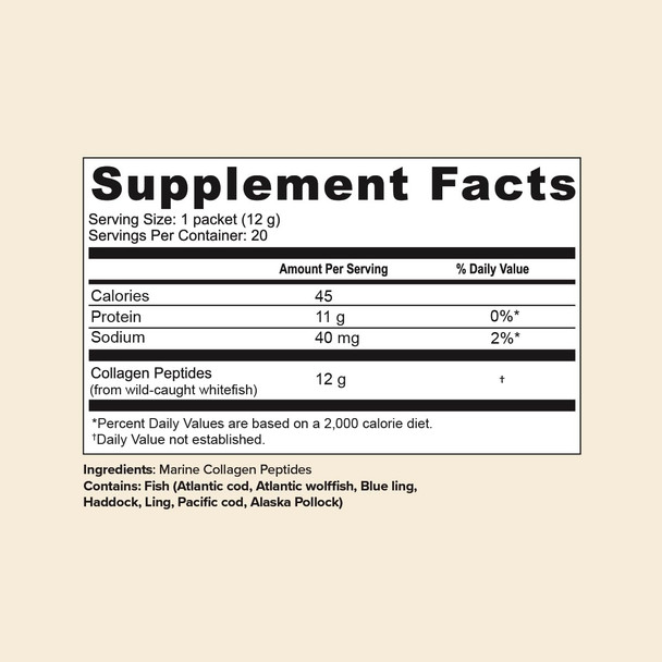 Great Lakes Wellness Sustainable Marine Collagen Peptides Powder for Skin, Hair, Nails, Joints & Digestion - Unflavored 20 sticks