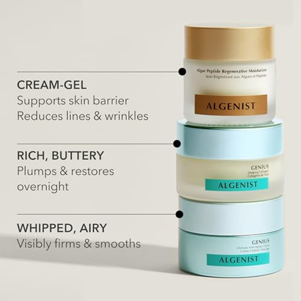 Algenist Algae Peptide Regenerative Face Moisturizer - Restorative Wrinkle Cream + Peptide Moisturizer For Instant Hydration + Skin Barrier Protection - Formulated With Patented Alguronic Acid (60Ml)