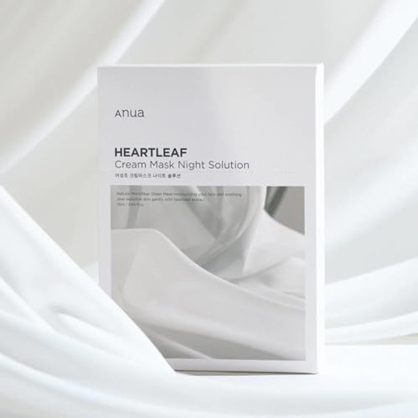 Anua - Heartleaf Cream Mask Night Solution Pack (Set Of 10)   Soothing Anti-Acne Moisturizing Hydrating Sensitive Skin Barrier Strengthening