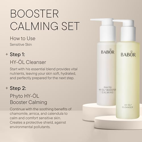 Babor Hy-Ol Cleanser & Phyto Hy-Ol Booster Calming Set Double Cleansing Oil Cleanser And Makeup Remover Oil Soothe & Support Skin Barrier Sensitive Skin