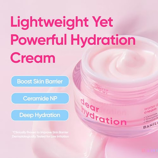 Banila Co Dear Hydration Water Barrier Cream   Lightweight Moisturizer For Soft Skin   Improve Skin Barrier With Ceramide   Dermatologist Tested (50Ml / 1.69 Fl Oz)