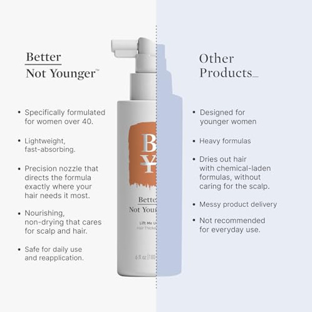 Better Not Younger - Lift Me Up Hair Thickener Spray 6Fl.Oz. For Women Over 40 Helps In Volumizing Nourishing Scalp Adds Texture For Visibible Fuller Hair - Non-Sticky