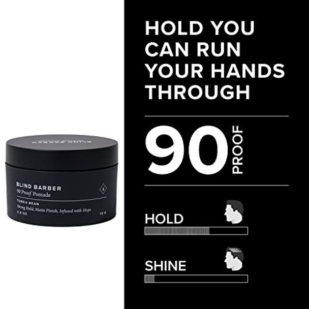 Blind Barber 90 Proof Hair Pomade For Men - Strong Hold Natural Finish - Water-Based Matte Pomade For Men With Hops & Tonka Bean -   Of Greasy Oils Easy To Use - (2.5 Oz)