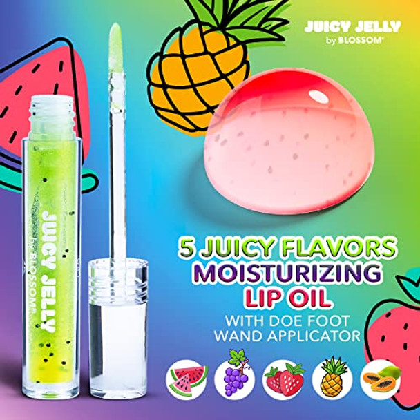 Blossom Hydrating Moisturizing Scented Cuticle Oil (0.92Fl Oz) + Juicy Jelly Fruit Flavored Nourishing Lip Care Lip Oil 2 Pack Bundle Pineapple