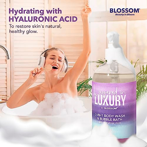 Blossom Layered In Luxury 2-In-1 Scented Body Wash & Bubble Bath With Hyaluronic Acid Liquid Bath Gel Body Cleanser With Pump For Dry Sensitive Skin Men Women + Kids Cruelty   500Ml Vanilla