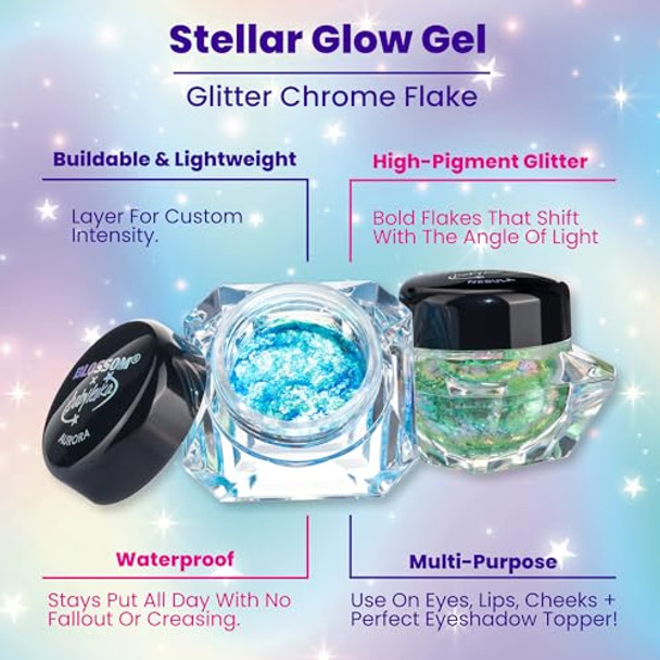 Blossom X Babyleska Stellar Glow Gel Chrome Flake Eyeshadow Flake Multichrome Color Gradient Shiny Eye Shadow Topper Multi-Tone High Shine Finish Metallic Glitter Shimmer 2Pk Aurora/Nebula Blossom X Babyleska Stellar Glow Gel Chrome Flake Eyeshadow Flake Multichrome Color Gradient Shiny Eye Shadow Topper Multi-Tone High Shine Finish Metallic Glitter Shimmer 2Pk Aurora/Nebula