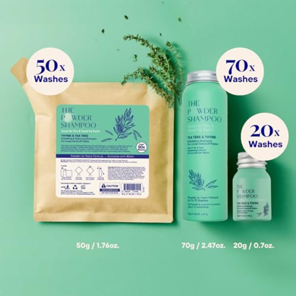 Powder Shampoo Aluminum Bottle Exfoliating & Balancing Shampoo (Thyme & Tea Tree) - 2.47 Oz