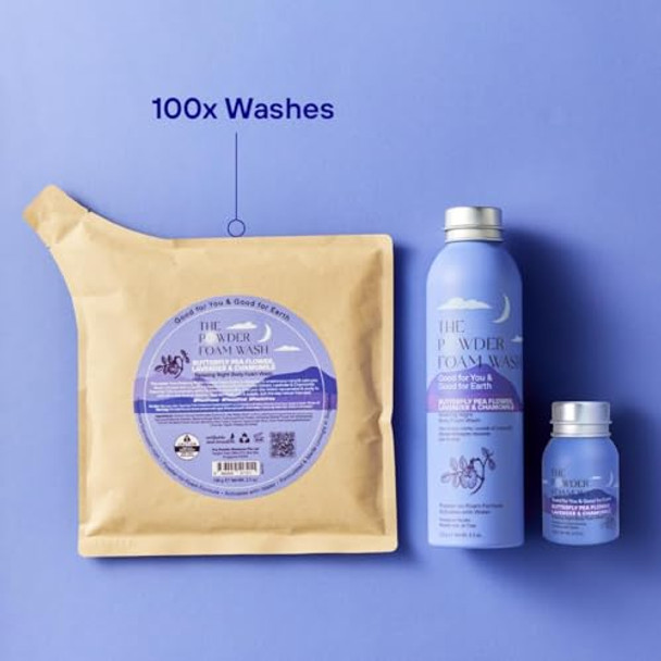 Relaxing Night Body Foam Wash To Unwind Your Mind   100X Washes   Vegan Eco-Friendly Lavender Chamomille 3.5 Oz Paper Refill Pouch
