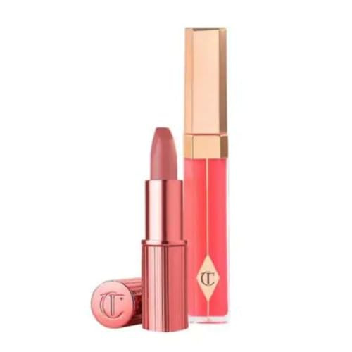 Charlotte Tilbury Icon Baby Fresh Pink Gloss And Pink Lipstick Duo - Icon Baby K.I.S.S.I.N.G Lipstick And Hall Of Fame Lip Lustre