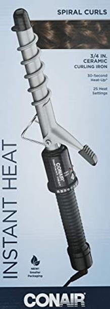 Conair Instant Heat Spiral 3/4-Inch Curling IronSpiral Guide On Barrel To Help Achieve Spiral Curls – For Use On Short To Medium Hair