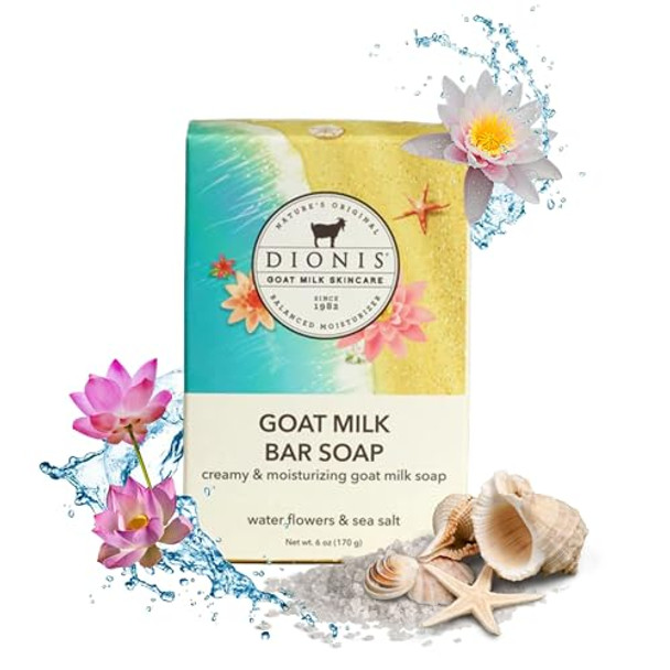 Dionis Goat Milk Skincare Soap Bundle - Water Flowers & Sea Salt Bar Soap (6 Oz) And Fresh & Floral 3-Pack Bar Soap SetHydrating And Gentle Cleanser For Sensitive SkinParaben- Cruelty- M