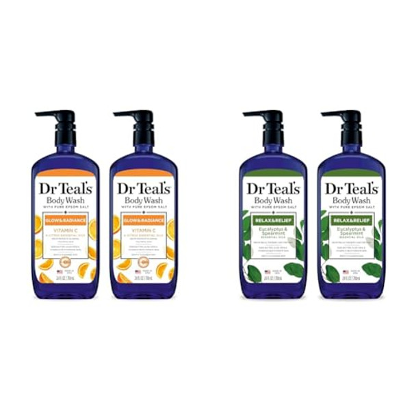Dr Teal'S Body Wash Bundle With Pure Epsom SaltGlow & Radiance With Vitamin C & Citrus (Pack Of 2) And Relax & Relief With Eucalyptus & Spearmint (Pack Of 2) Dr Teal'S Body Wash Bundle With Pure Epsom SaltGlow & Radiance With Vitamin C & Citrus (Pack Of 2) And Relax & Relief With Eucalyptus & Spearmint (Pack Of 2)