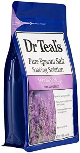 Dr. Teal'S Pure Epsom Salt Recovery Soaking Solution   Set (2 Pack3Lbs Ea.) - Soothe & Sleep LavenderPre & Post Workout With Magnesium Sulfate & Menthol