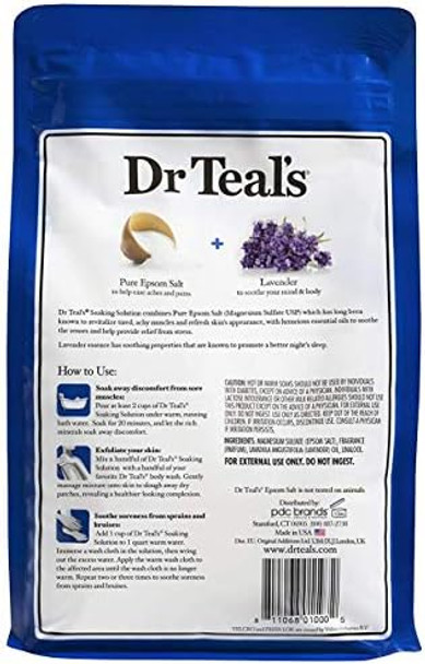Dr. Teal'S Pure Epsom Salt Recovery Soaking Solution   Set (2 Pack3Lbs Ea.) - Soothe & Sleep LavenderPre & Post Workout With Magnesium Sulfate & Menthol