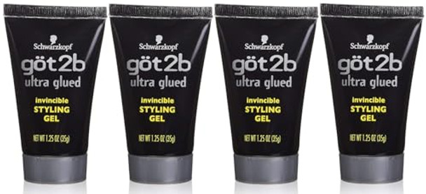 Got2B Ultra Glued Invincible Styling Gel  1.25 Oz Travel Size (Pack Of 4)