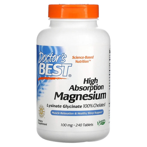 Doctor's Best, High Absorption Magnesium, 100% Chelated, 240 Tablets