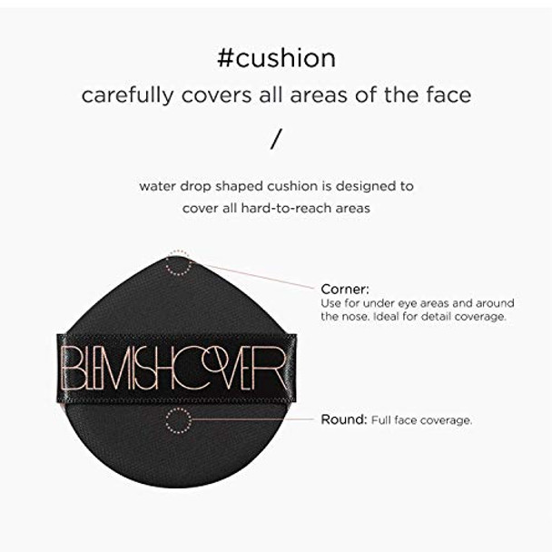 Hanskin Blemish Cover Conceal Cushion  Full Coverage Semi Matte Cushion Foundation Case Spf 50 +  Lightweight Flawless Corrects Redness [No. 21 Cream/Semi Matte / 0.38 Oz X 2 Refills]