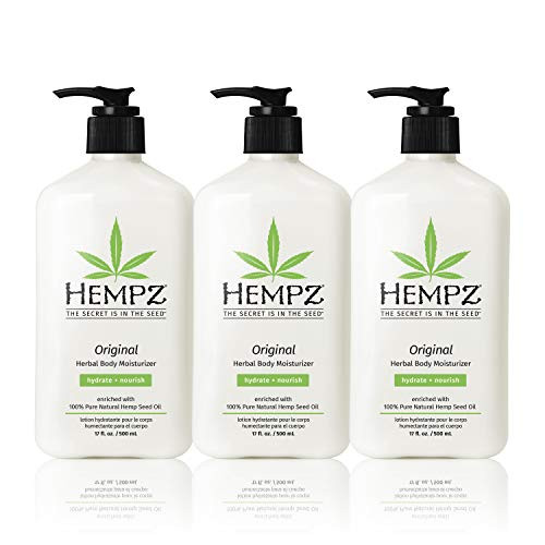 Hempz Original  Natural Hemp Seed Oil Body Moisturizer With Shea Butter And Ginseng  17 Fl Oz  3 Pack Bundle - Pure Herbal Skin Lotion For Dryness - Nourishing Vegan Body Cream In Floral And Banana