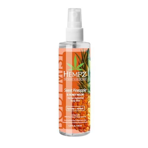 Hempz Body Mist Moisturizing Oil Spray - Sweet Pineapple & Honey Melon Refreshing Scent Hydrating 100% Hemp Seed Oil Spray For Face & Body  4.22 Fluid Ounces