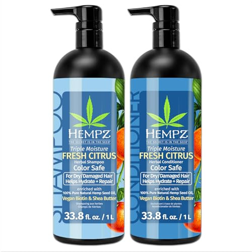 Hempz Hair Shampoo & Conditioner Set - Grapefruit & Peach Scent For Dry  Damaged And Color Treated Hair  Hydrating  Softening  Moisturizing With Biotin Duo Set 33.8 Fl Oz
