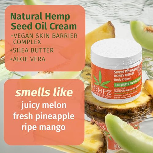 Hempz   Lux Body Cream  Sweet Pineapple & Honey Melon Herbal  Ultra Hydrating  16 Oz.