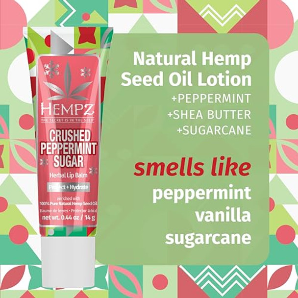 Hempz Crushed Peppermint Sugar   Set   Body Lotion And Lip Balm  For Men & Women