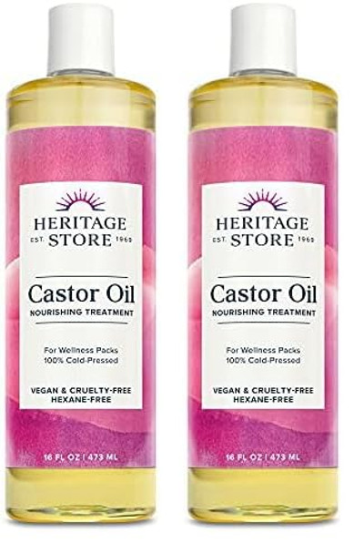 Heritage Store Pure Castor Oil  Cold Pressed  16Oz (Pack Of 2)