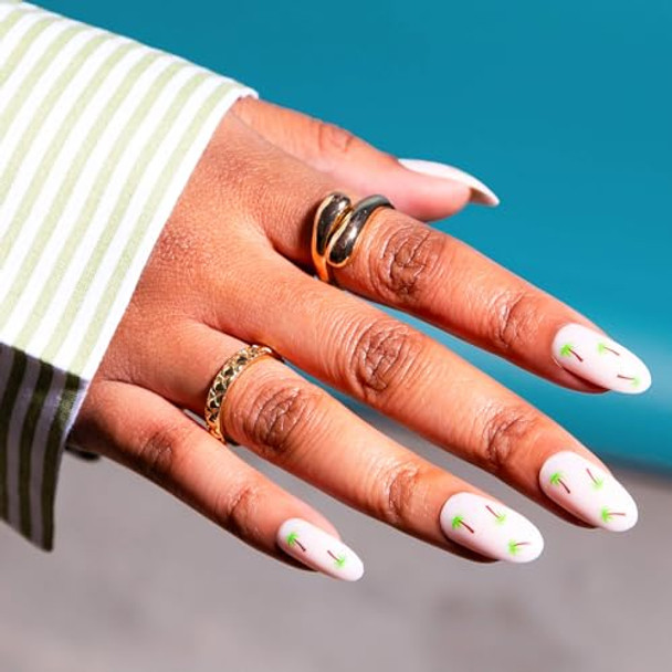 Lottie London Stay Press'D Press On Nail Set In Paradise Nude & Palm Trees 30 False Nails