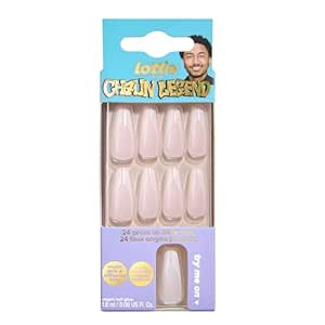 Lottie London X Chaun Legend Stay Press'D Press On Nail Set In French Twist Nude & White 30 False Nails