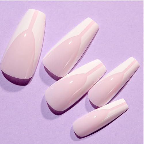 Lottie London X Chaun Legend Stay Press'D Press On Nail Set In French Twist Nude & White 30 False Nails