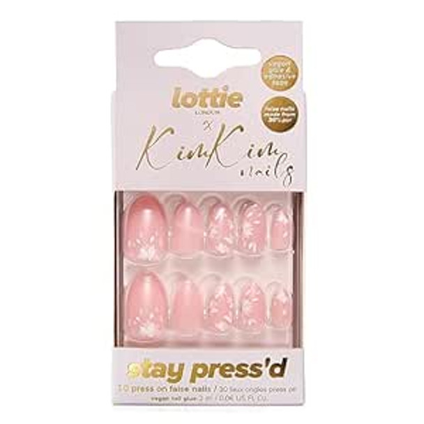 Lottie London X Kimkim Stay Press'D Press On Nail Set In Glazed And Unfazed Pink Floral Design 30 False Nails Lottie London X Kimkim Stay Press'D Press On Nail Set In Glazed And Unfazed Pink Floral Design 30 False Nails