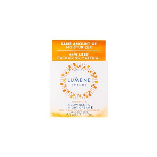 Lumene Nordic-C [Valo] Glow Re  Night Cream - Revitalizing Facial Moisturizer With Arctic Cloudberry Hyaluronic Acid And Vitamin C - Radiance-Boosting Vegan Skin Care (1.7 Oz)