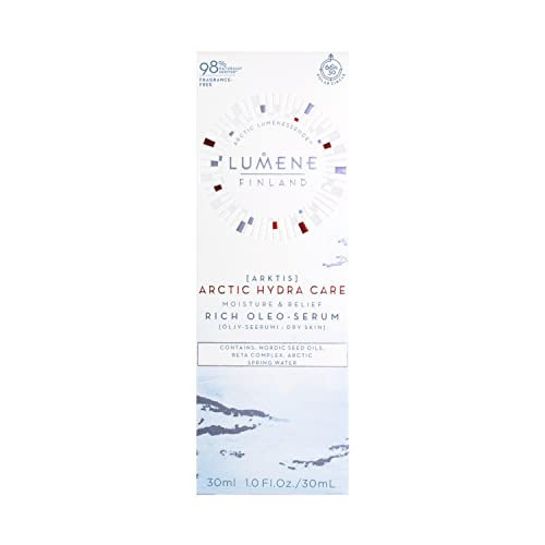 Lumene Arctic Hydra Skin Care Moisture Relief Rich Oleo Face Serum - Facial Serum For Sensitive + Dry Skin - Hydrating Serum With Nordic Bilberry Oat Oils + Ceramides - Hydra Rich Skin Serum (30Ml)