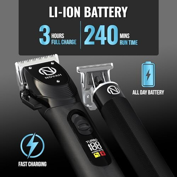 Novah Professional Hair Clippers For Men Professional Barber Clippers And Trimmer Set Mens Cordless Clippers Fade Haircut Kit Electric Hair Cut Machines