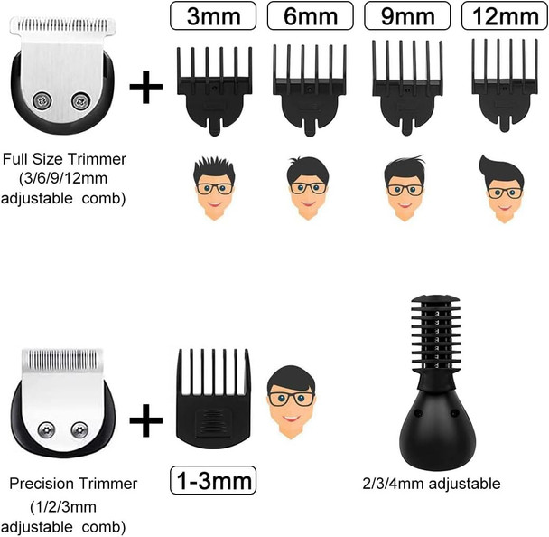 Hatteker Beard Trimmer for Men, Waterproof Hair Trimmer,Cordless Hair Clipper Clippers Electric Shaver Razor for Men, Shaving Kit for Nose Mustache Body Facial, Beard Grooming Kit Gifts for Dad