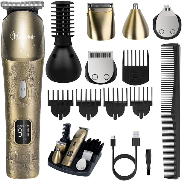 Hatteker Beard Trimmer for Men, Waterproof Hair Trimmer,Cordless Hair Clipper Clippers Electric Shaver Razor for Men, Shaving Kit for Nose Mustache Body Facial, Beard Grooming Kit Gifts for Dad