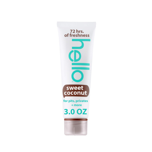 Hello All Over Sweet Coconut Deodorant Cream Aluminum Free Deodorant Cream for Pits Privates + More, Offers 72 Hours of Freshness Safe for Sensitive Skin Vegan 3 Oz