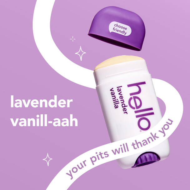 Hello Lavender Vanilla Aluminum Free Deodorant for Women and Men with Shea Butter 2.6 oz