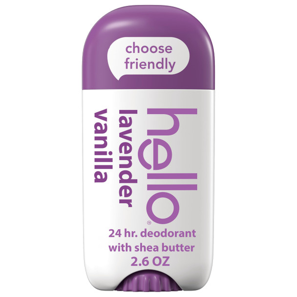 Hello Lavender Vanilla Aluminum Free Deodorant for Women and Men with Shea Butter 2.6 oz