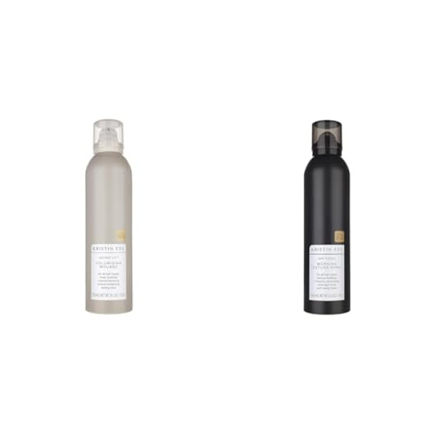 Kristin Ess Instant Lift Volumizing Mousse 8.1 Oz + Dry Finish Texturizing Hair Spray 6.9 Oz For Volume Texture + Lasting Hold