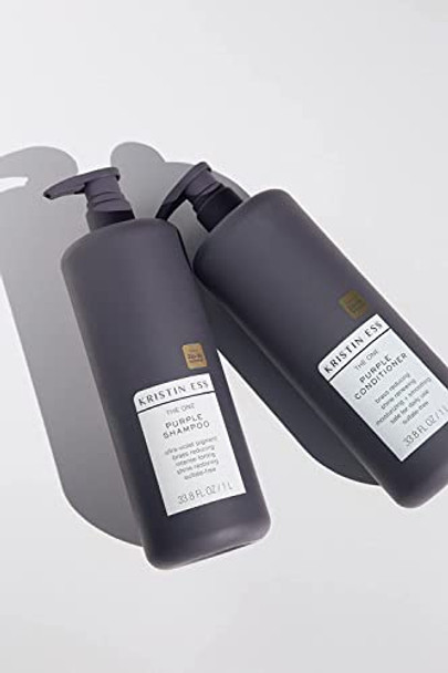 Kristin Ess Hair The One Purple Conditioner - Toning For Blonde Hair Neutralizes Brass + Yellow Tones Moisturizing Conditioner Keratin Safe 33.8 Fl Oz (Pack Of 2)