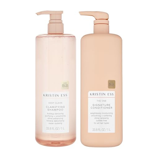 Kristin Ess Hair Deep Clean Clarifying Shampoo + Signature Conditioner Set For Build Up Dirt And Oil On Hair And Scalp Condition + Detox Oily Hair Vegan 33.8 Fl Oz Kristin Ess Hair Deep Clean Clarifying Shampoo + Signature Conditioner Set For Build Up Dirt And Oil On Hair And Scalp Condition + Detox Oily Hair Vegan 33.8 Fl Oz