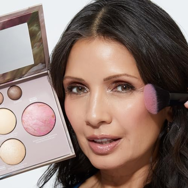 Laura Geller   York Own Your Age Kit: Best Of The Best Palette And Jelly Balm Tinted Lip Color Jammin' And Retractable Angled Kabuki Brush