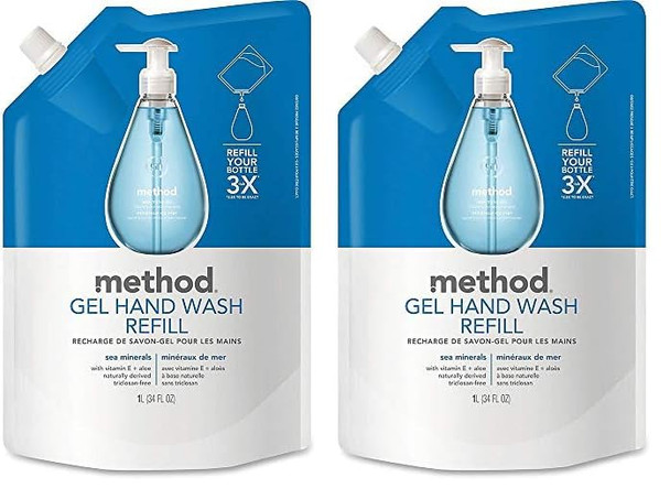 Gel Hand Wash Refill 34Oz Sea Minerals Scent Plastic Pouch