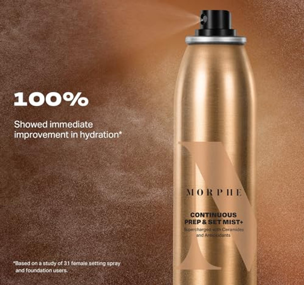Morphe Mini Continuous Prep & Set Mist - Hydrating Setting Spray For Makeup & Skin Prep - Enriched With Ceramides And Antioxidants For A Radiant Finish (3 Count 1.3 Fl Oz)