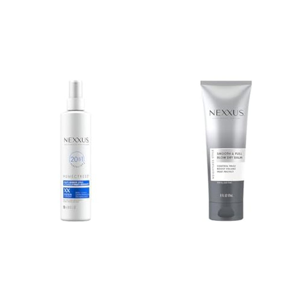 Nexxus Humectress Leave-In Conditioner Spray 20-In-1 Perfector & Smooth & Full Blow Dry Balm Weightless Style Frizz Control Volume & Heat Protect Styling Cream For Smooth & Full Hair 6 Oz