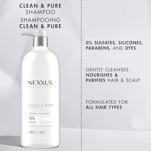 Nexxus Clean And Pure Clarifying Shampoo With Proteinfusion Nourished Hair Care Silicone Dye And Paraben   33.8 Oz