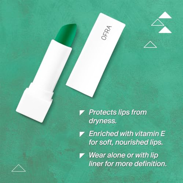 Ofra Lipstick - Lime Green   Long Lasting & Extremely Lipstick   Formula For Hydrated Lips   Bold Vibrant Color With All-Day Wear   Premium Lipstick For Perfect Green Finish   4.5G 0.16Oz